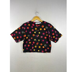 Vintage J. Christopher Polka Dot Shirt Womens Medium Multicolor Cotton Boxy
